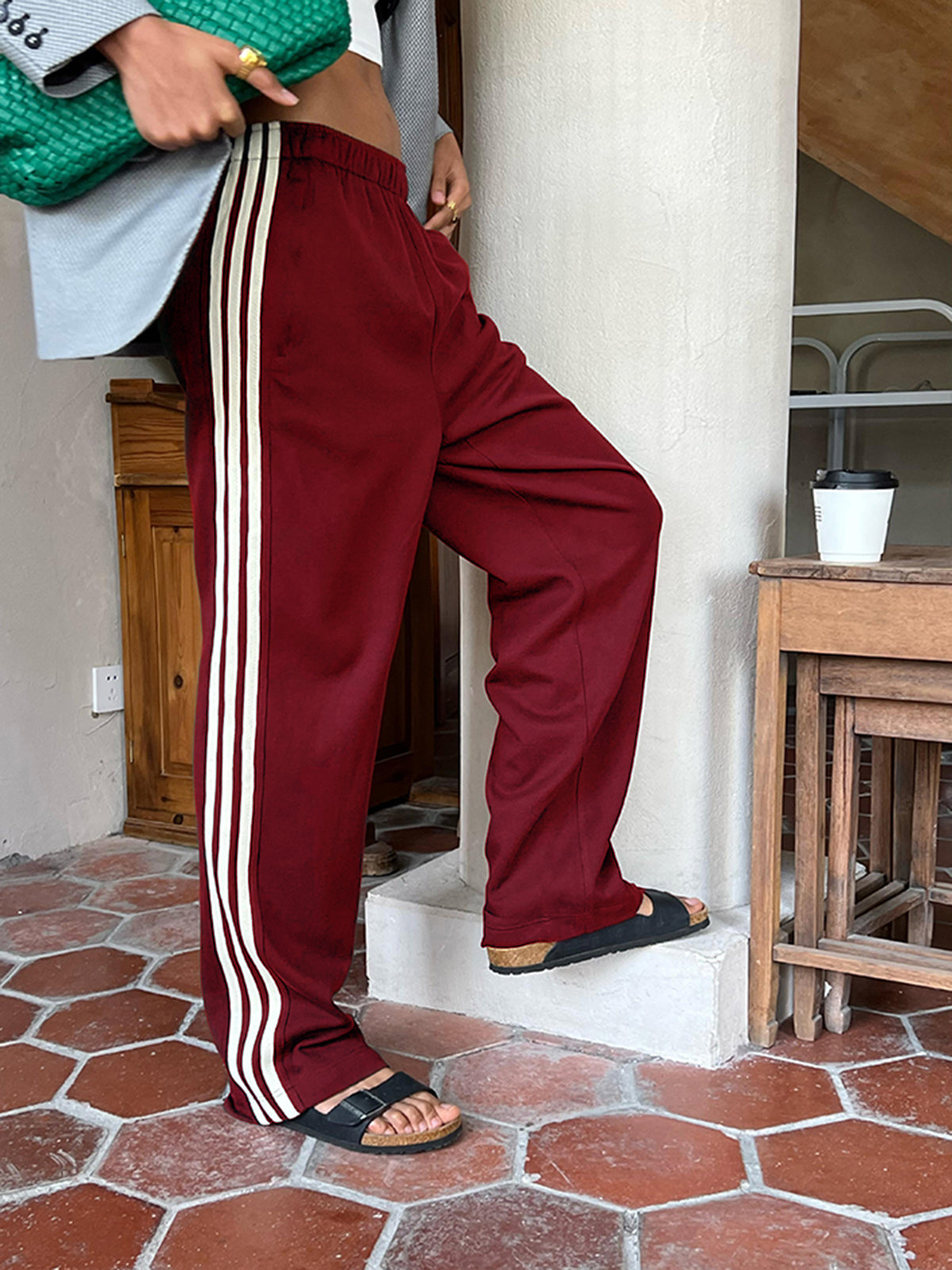 Spodnie Casual w Paski Patchwork