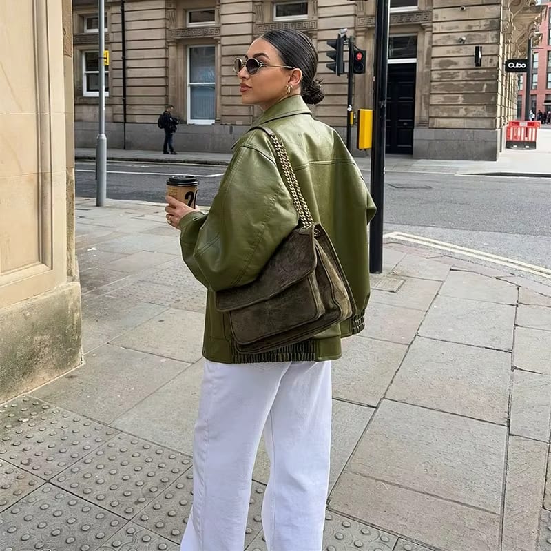 Majamode - Oversized skórzana kurtka