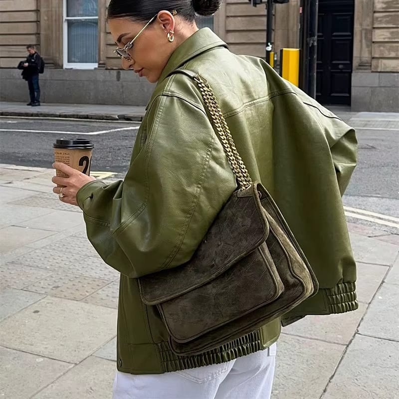 Majamode - Oversized skórzana kurtka